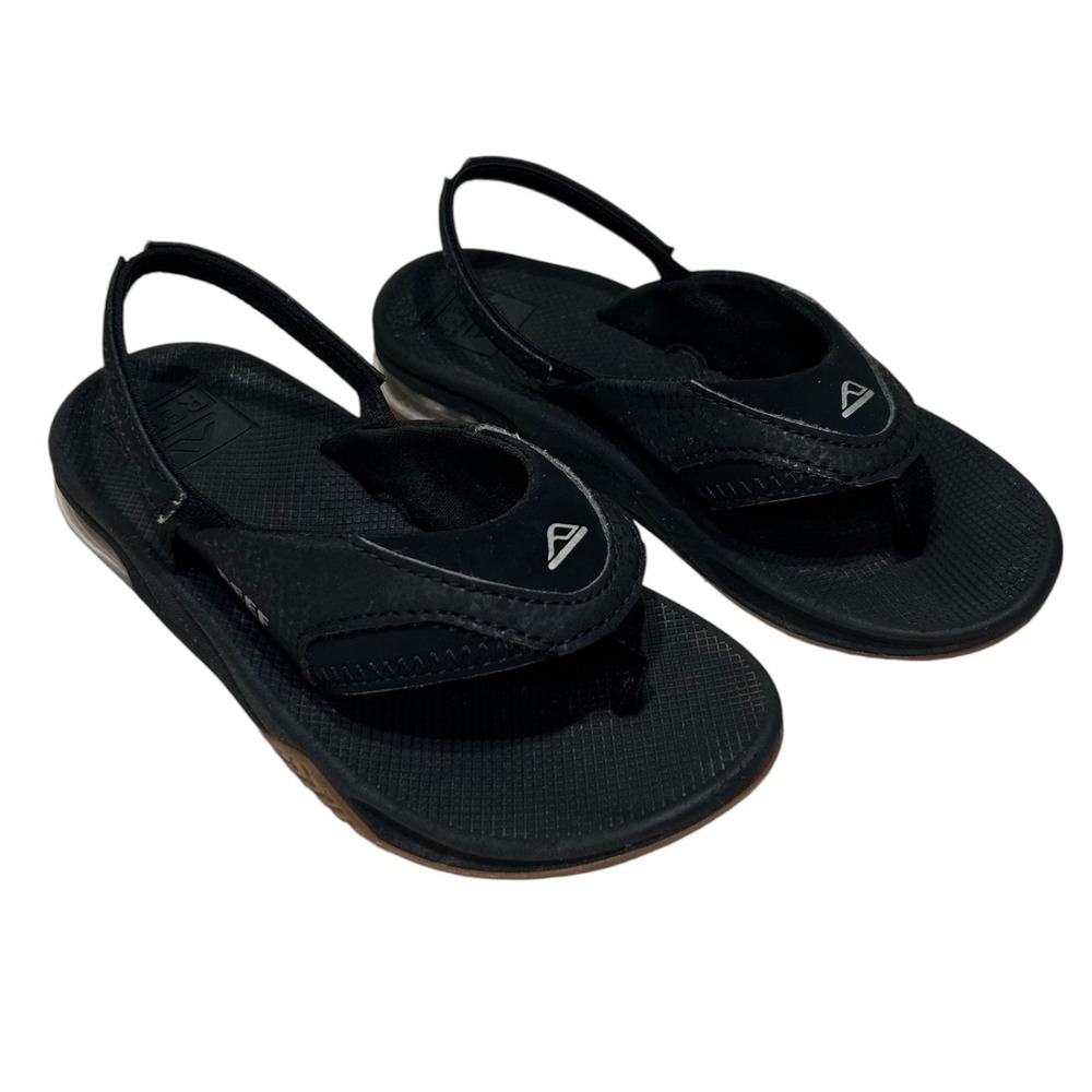 Reef Ahi Black Gum Kids Sandals Flip Flops with Backstrap - Picture 2 of 9